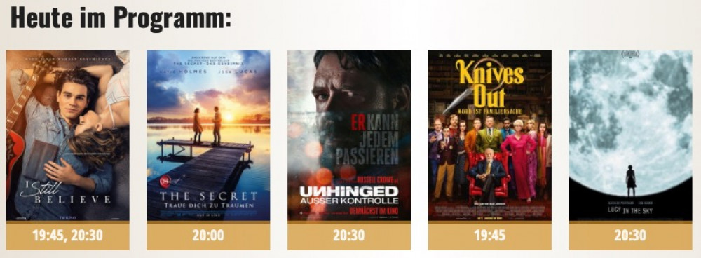 NEU bei Cineprog: HEUTE IM PROGRAMM auf HOME